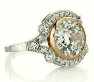 Vintage Retro Bezel Set Diamond Ring 1.  95ct Engagement Ring 14k White Gold Over