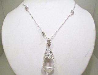 Seidengang Sterling Silver Leafy Large Crystal Drop Womens Enhancer Necklace