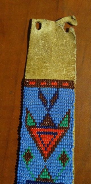 SIOUX AMERICAN INDIAN ANTIQUE 1920 ' S BEADED HAT BAND 2