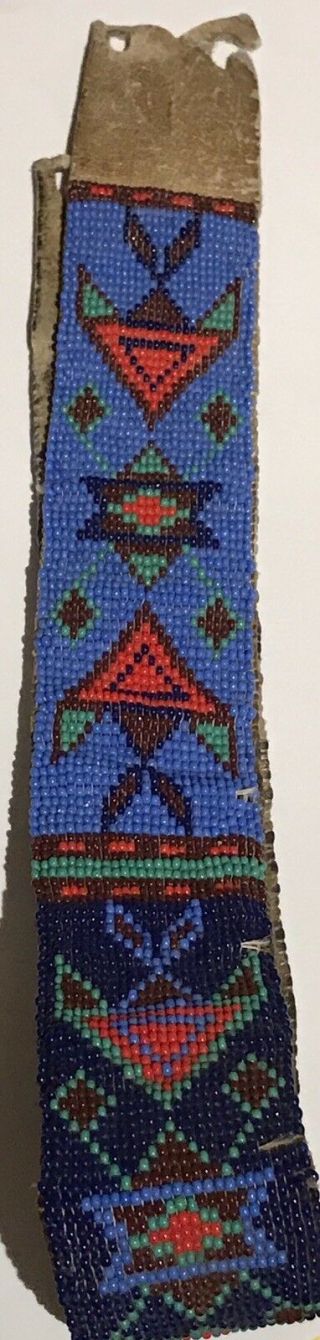 SIOUX AMERICAN INDIAN ANTIQUE 1920 ' S BEADED HAT BAND 4