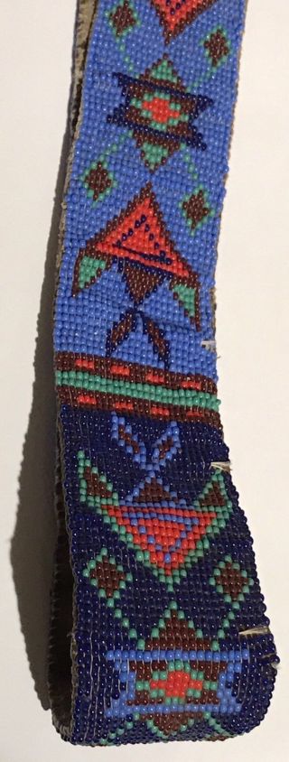 SIOUX AMERICAN INDIAN ANTIQUE 1920 ' S BEADED HAT BAND 5