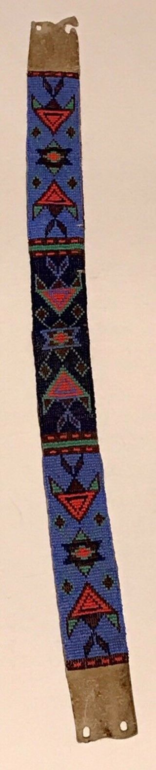 SIOUX AMERICAN INDIAN ANTIQUE 1920 ' S BEADED HAT BAND 7