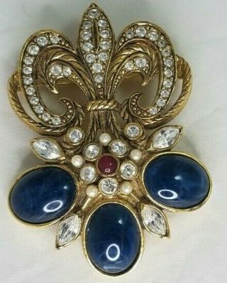 Vintage Avon Barrera Costume Jewelry Pin Brooch Fleur De Lis Florentine Fashion
