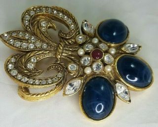 Vintage Avon Barrera Costume Jewelry Pin Brooch Fleur De Lis Florentine Fashion 5