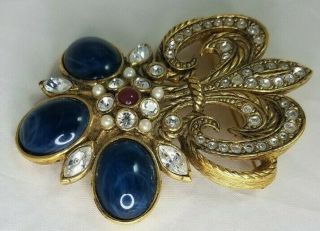 Vintage Avon Barrera Costume Jewelry Pin Brooch Fleur De Lis Florentine Fashion 6