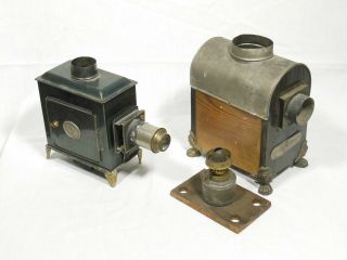 2 Antique Toy Magic Lantern Projectors Or Restoration