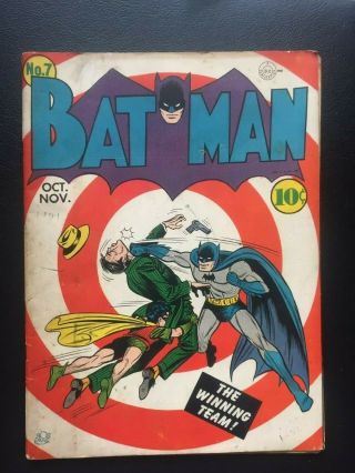 Rare 1941 Golden Age Batman 7 Classic Cover Joker Story