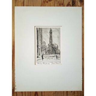 Antique James Swann etchings - vintage Chicago art history printmaking 4