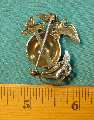 WWII US MARINE CORPS OFFICER EAGLE GLOBE ANCHOR STERLING SILVER EGA USMC PIN 2