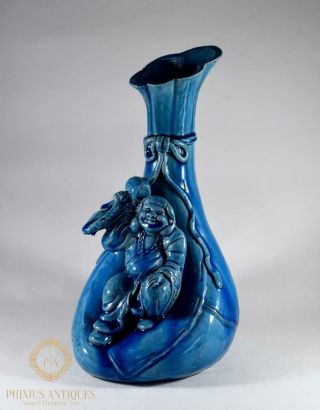 Antique 19th Century Chinese Turquoise Glaze Figural Vase