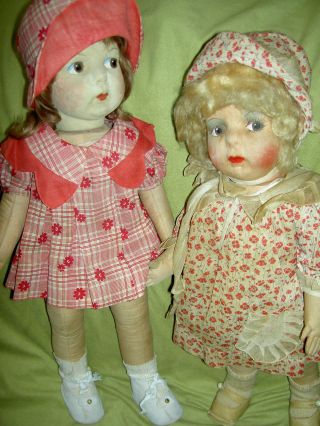 Very RARE c.  1930 French GRE - POIR jointed cloth doll all orig.  organdy outfit 12