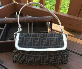 Authentic Vintage Fendi Zucca Pattern Baguette Handbag