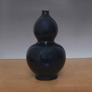 Kangxi Signed Antique Chinese Blue Glaze Porcelain Gourd Vase