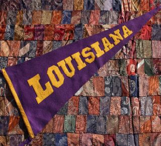 Awesome Vintage 1920s Lsu Louisiana State University Felt Pennant - Sewn Letters