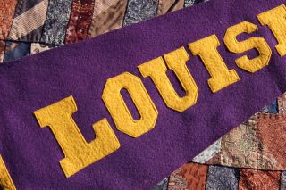 AWESOME VINTAGE 1920s LSU LOUISIANA STATE UNIVERSITY FELT PENNANT - SEWN LETTERS 2