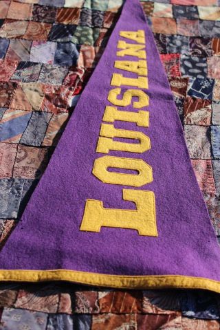 AWESOME VINTAGE 1920s LSU LOUISIANA STATE UNIVERSITY FELT PENNANT - SEWN LETTERS 4