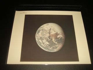 Rare Vtg Official Red Serial D Nasa Apollo 16 Full Earth Photo - A Kodak Paper