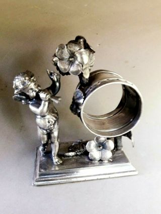 Antique Silver Plate Figural Napkin Ring Holder