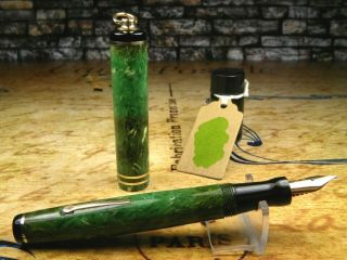 Vintage " Wahl Eversharp " Fountain Pen - Pearl Apple Green Marbled - 14k - Usa 1920s
