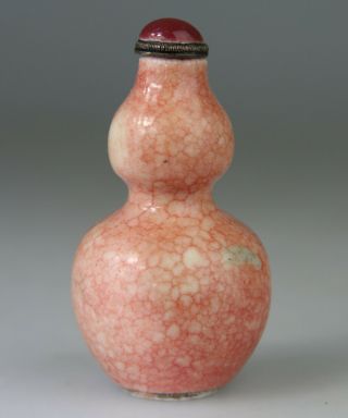 Antique Chinese Snuff Bottle Porcelain Sang De Boeuf Crackled Glaze - Qing 19th