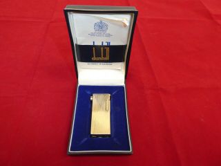 Vintage 925 Sterling Silver & Gold Plated Dunhill Cigarette Lighter Boxed 10