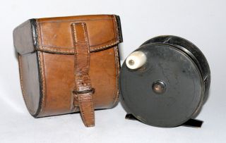 C.  Farlow & Co.  Maker - London - 3 1/2 Inch Salmon Reel With Leather Case