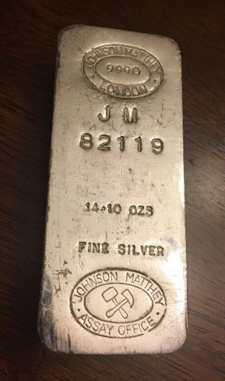 Johnson Matthey London 14.  1 Oz Silver Bar.  Rare Collector Bar.  Less Than 100