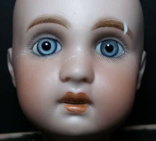 STUNNING Antique JUMEAU 1907 French BISQUE DOLL HEAD & HUMAN HAIR WIG HAIRLINES 3