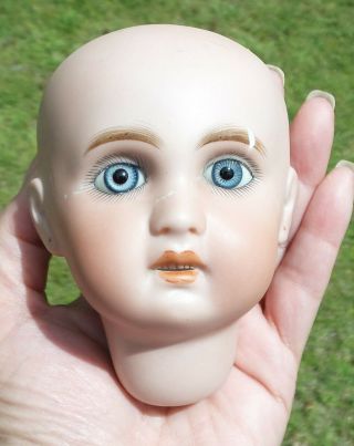 STUNNING Antique JUMEAU 1907 French BISQUE DOLL HEAD & HUMAN HAIR WIG HAIRLINES 4