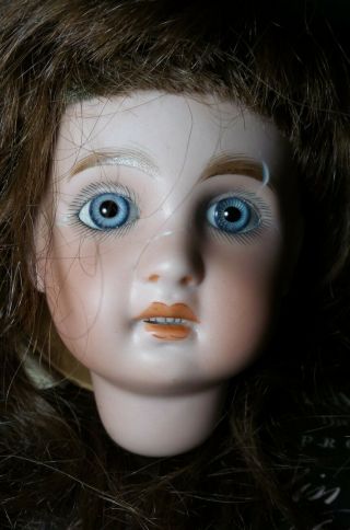 STUNNING Antique JUMEAU 1907 French BISQUE DOLL HEAD & HUMAN HAIR WIG HAIRLINES 5