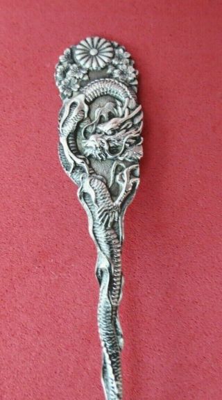 Antique Arthur & Bond Yokohama Sterling Silver Ornate Dragon Demitasse Spoon 5