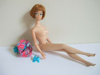 Vintage Barbie " American Girl " Pale Lip,  Redhead Bendable Leg Barbie,  1965