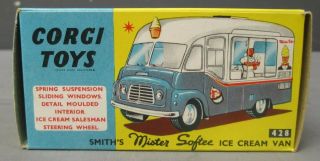 Corgi 428 Vintage 1960 ' s Smith ' s Mister Softee Ice Cream Van EX/Box 12