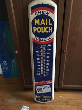 Vintage Chew Mail Pouch Tobacco Thermometer In