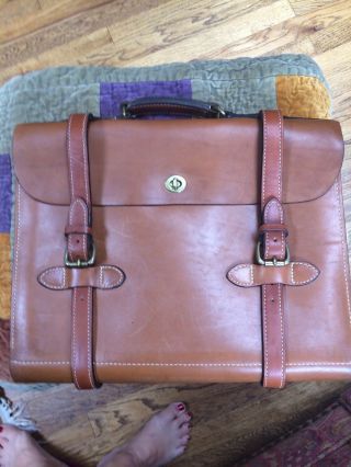 Leather Vintage Leather Briefcase From The J.  Peterman Company
