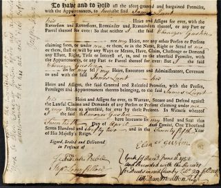 1752 antique COLONIAL DEED falmouth me EBENEZER GUSTON shipwright Gen PREBLE 3
