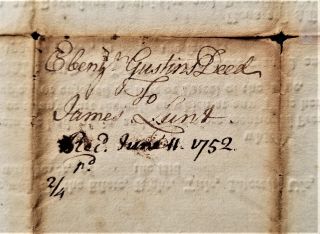 1752 antique COLONIAL DEED falmouth me EBENEZER GUSTON shipwright Gen PREBLE 5