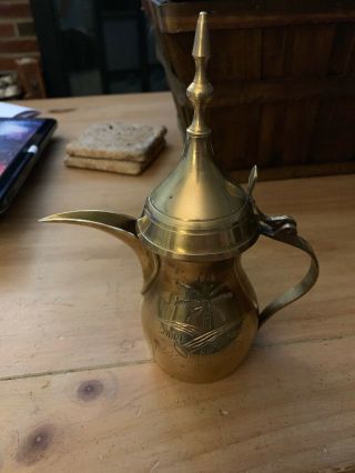 Antique Vtg Saudi Arabia Brass Coffee Dallah Tea Pot