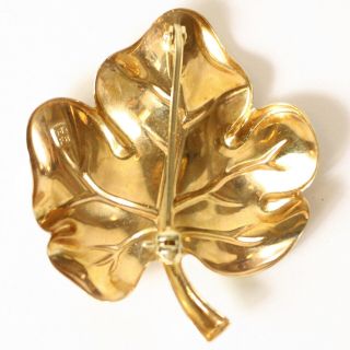 Vtg 14k Gold Modernist Leaf Pin Brooch - 585 Fb,  4.  07 Grams