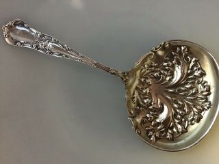 Shiebler Gothic Sterling Silver Bon Nut Candy Serving Spoon Solid Ornate No Mono