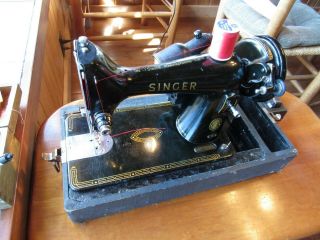 Vtg Singer Sewing Machine 99k Serviced Electric Sew Ready Textiles