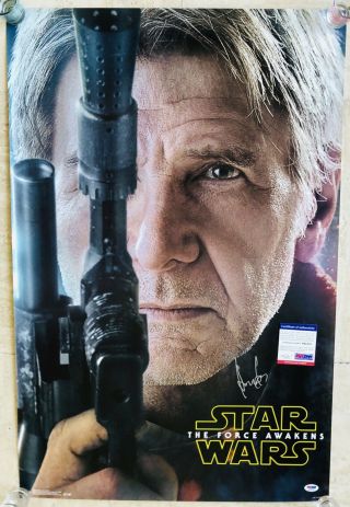 Rare Star Wars The Force Awakens Harrison Ford Signed Autograph Movie Poster Psa