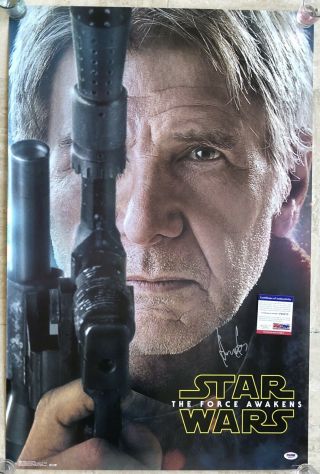 RARE Star Wars The Force Awakens HARRISON FORD Signed AUTOGRAPH Movie Poster PSA 2