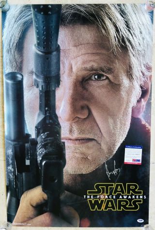 RARE Star Wars The Force Awakens HARRISON FORD Signed AUTOGRAPH Movie Poster PSA 3