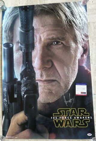 RARE Star Wars The Force Awakens HARRISON FORD Signed AUTOGRAPH Movie Poster PSA 4