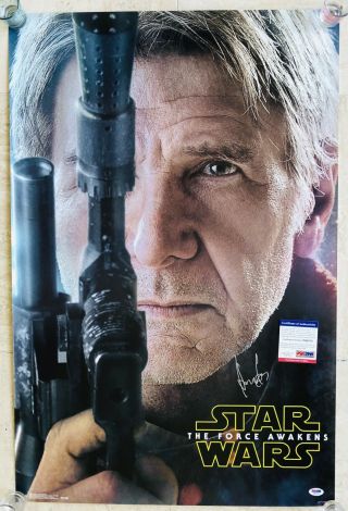 RARE Star Wars The Force Awakens HARRISON FORD Signed AUTOGRAPH Movie Poster PSA 5