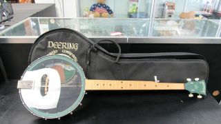 Rare Deering Collectors Edition Electric Banjo Green,  Case Worldwide Ship