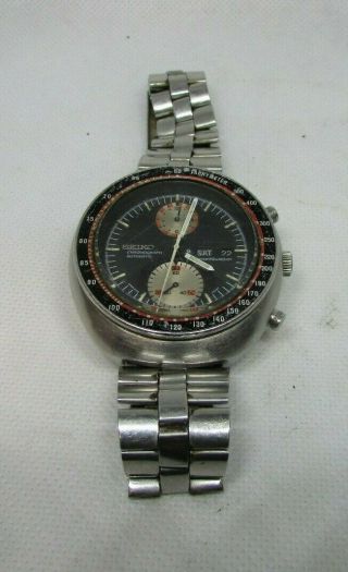 Vintage Seiko 6138 - 0017 Ufo Automatic Chronograph Watch Monte Carlo Newman Runs