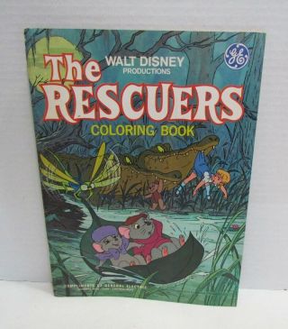 Walt Disney The Rescuers Coloring Book 1977 Ge General Electric Premium Promo