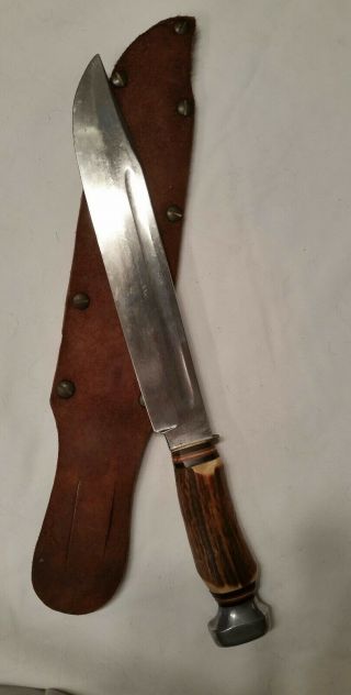 Vintage G.  C.  Co.  Solingen,  Germany Hunting Knife Fixed Blade With Sheath 15 ",  490